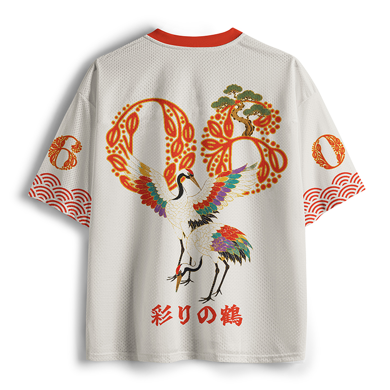 Tokyo-Tiger Crane In Hues Mesh Jersey