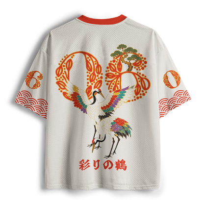 Tokyo-Tiger Crane In Hues Mesh Jersey
