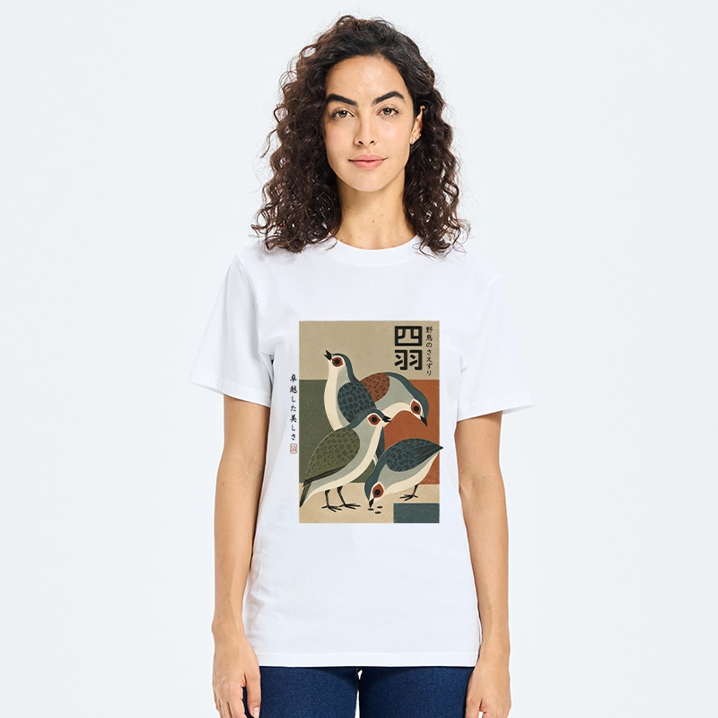 Tokyo-Tiger Four Birds In Vintage Japanese Style Classic T-Shirt