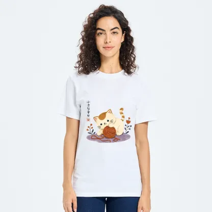 Tokyo-Tiger Cute Watercolor Cat Playing With Yarn Classic T-Shirt