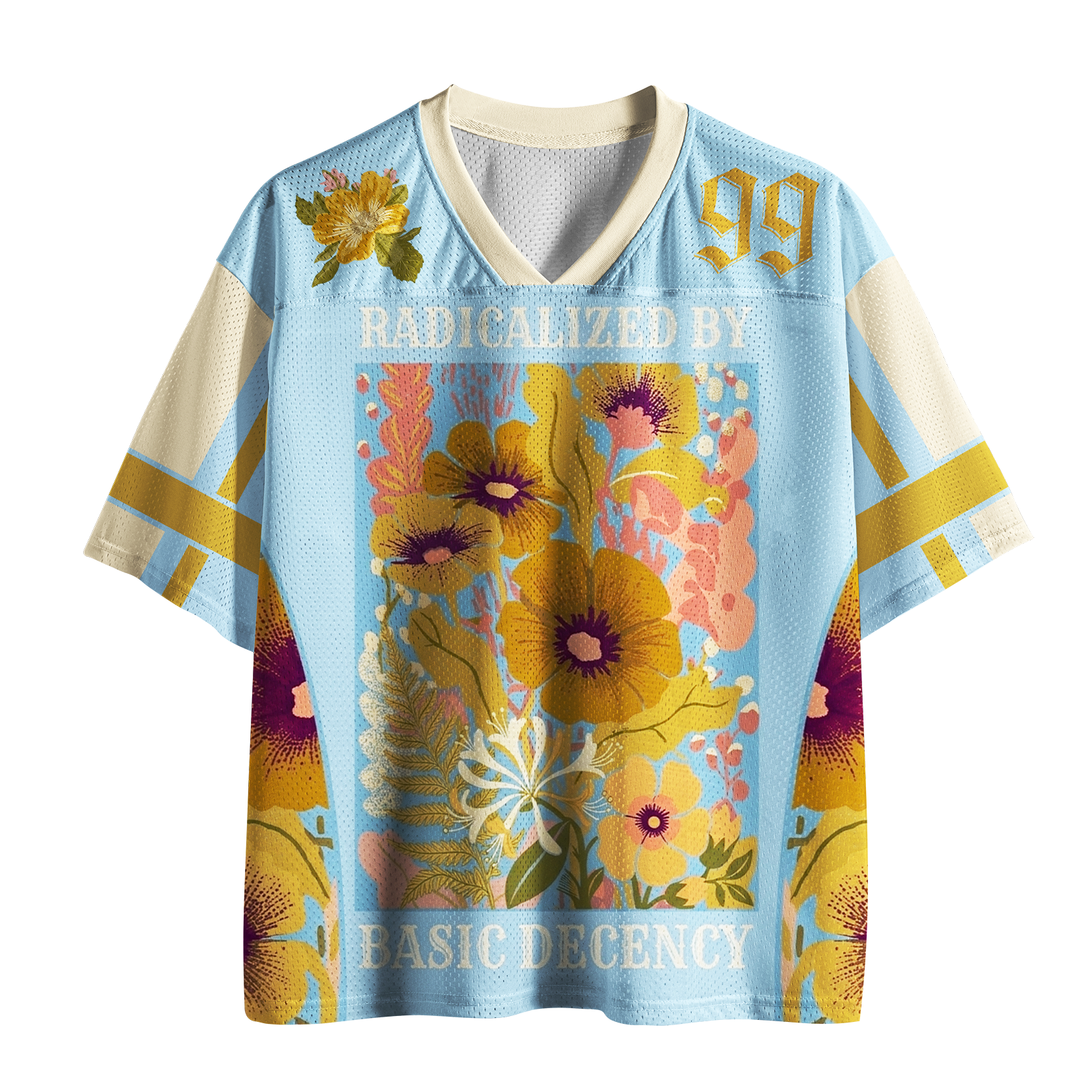 Tokyo-Tiger Sky Blue Blossom Mesh Jersey