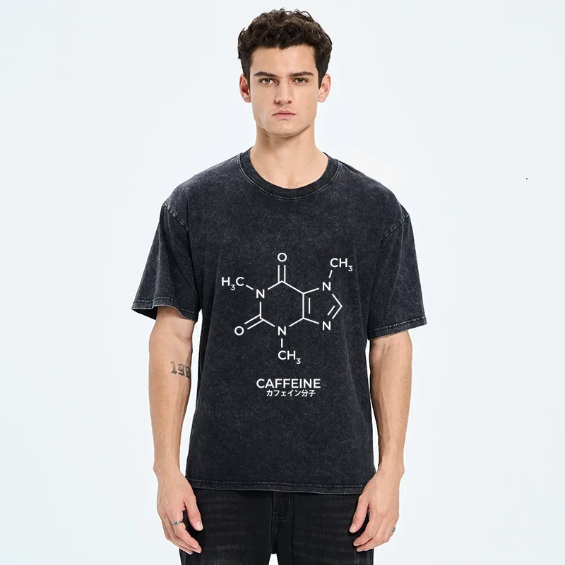 Tokyo-Tiger Caffeine Molecule Structure Washed T-Shirt