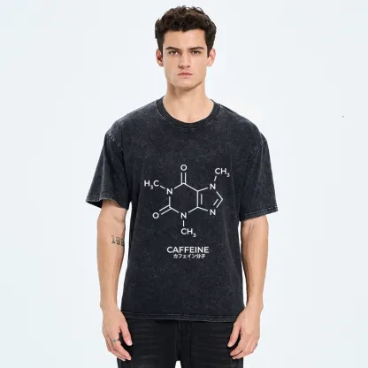 Tokyo-Tiger Caffeine Molecule Structure Washed T-Shirt