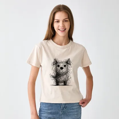 Tokyo-Tiger Scruffy Dog Chaos Art Women's Washed T-shirt