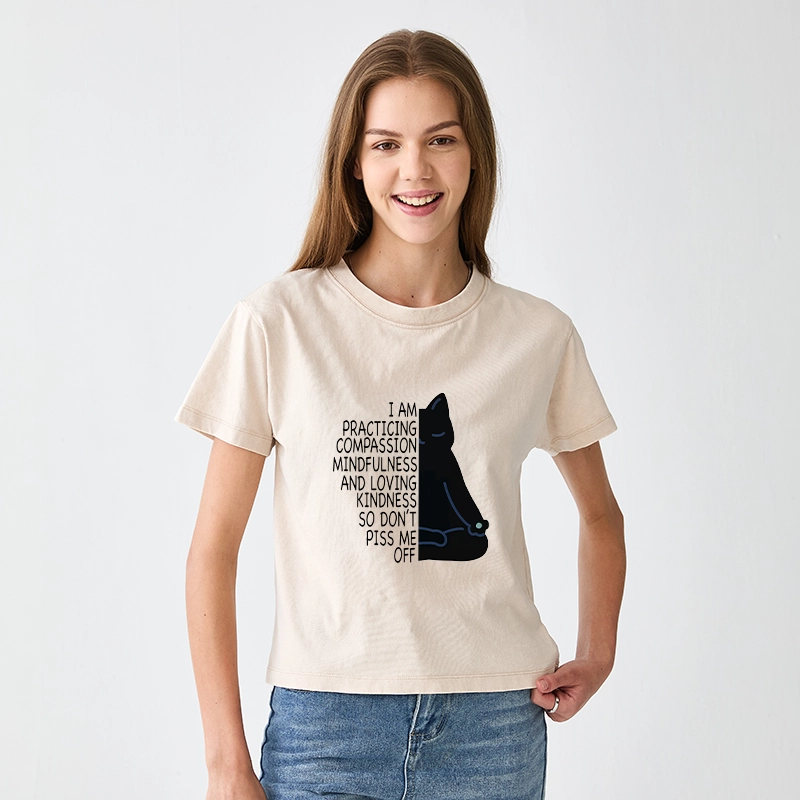 Tokyo-Tiger Calm Black Cat With Anger Issues Women's Washed T-shirt