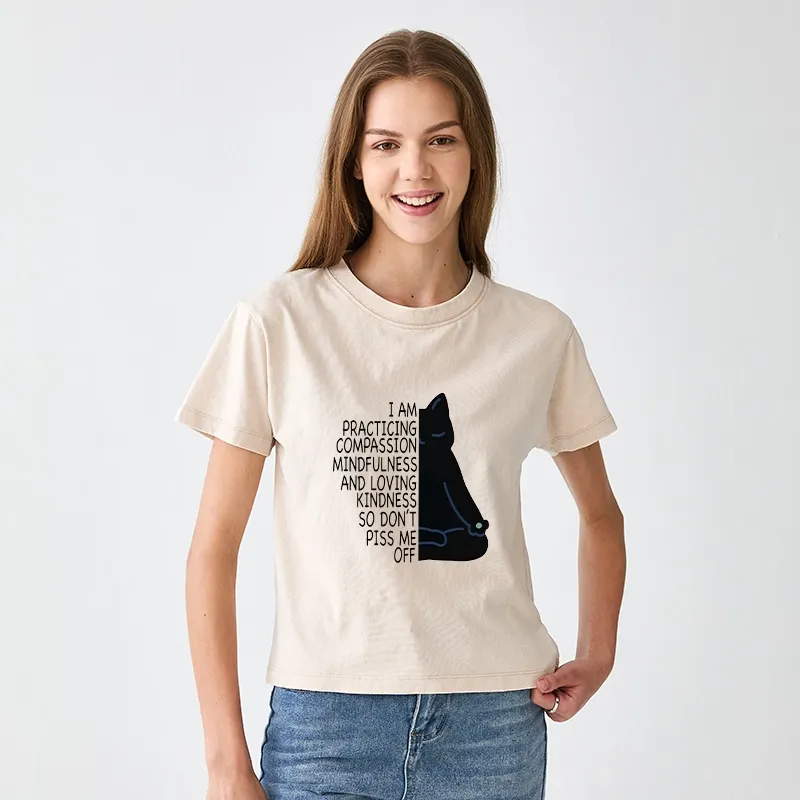 Tokyo-Tiger Calm Black Cat With Anger Issues Women's Washed T-shirt