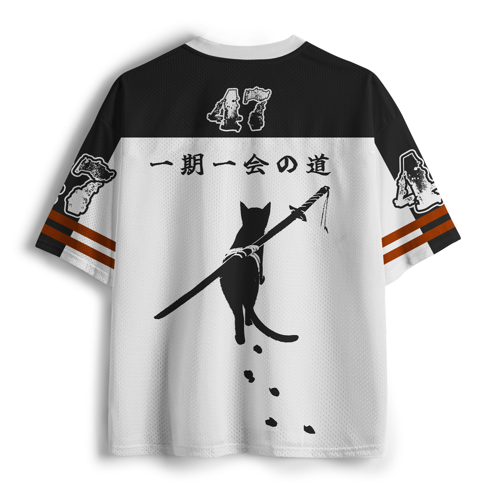 Tokyo-Tiger Ink Painting:Retro Cat Samurai Japanese Mesh Jersey