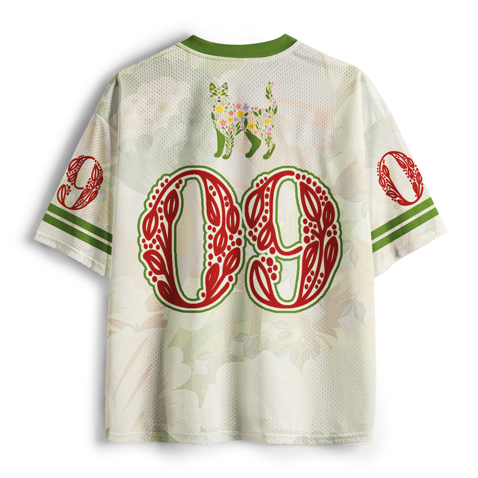 Tokyo-Tiger Butterfly Floral Whimsy Cat Mesh Jersey