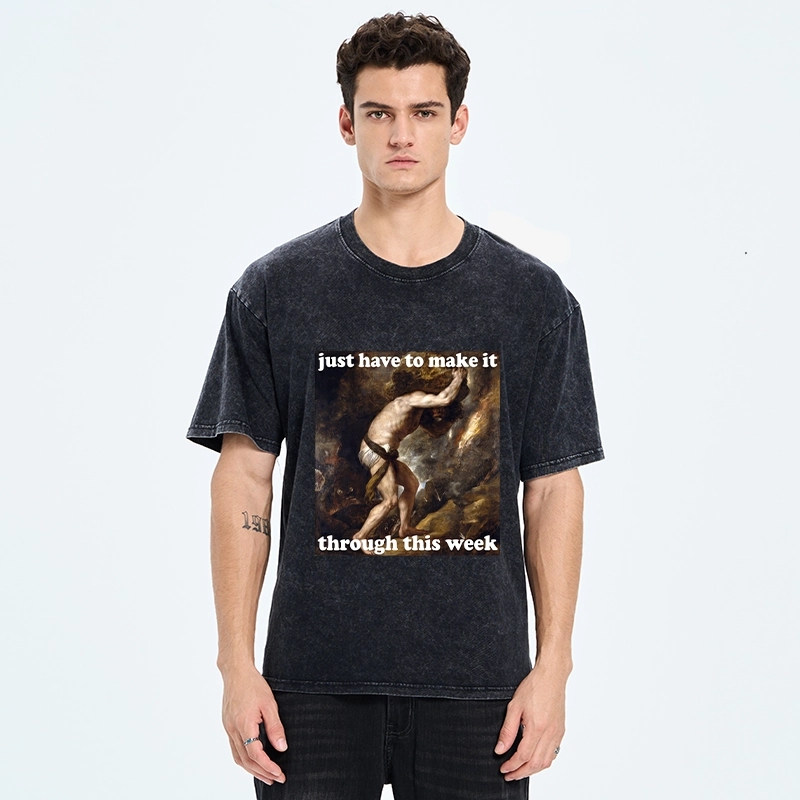 Tokyo-Tiger Sisyphus Struggles Through Busy Week Washed T-Shirt