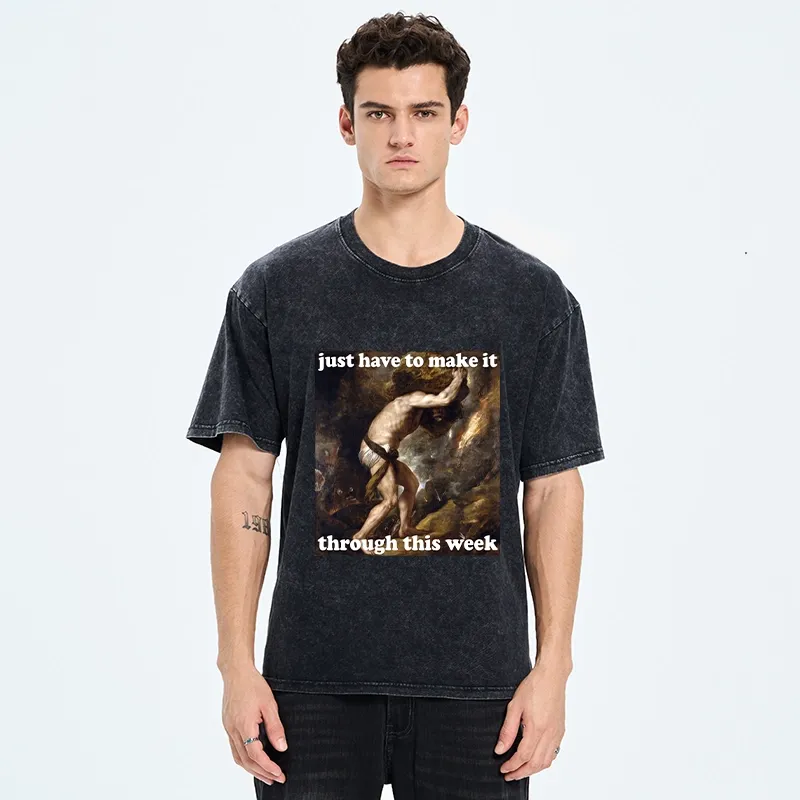 Tokyo-Tiger Sisyphus Struggles Through Busy Week Washed T-Shirt