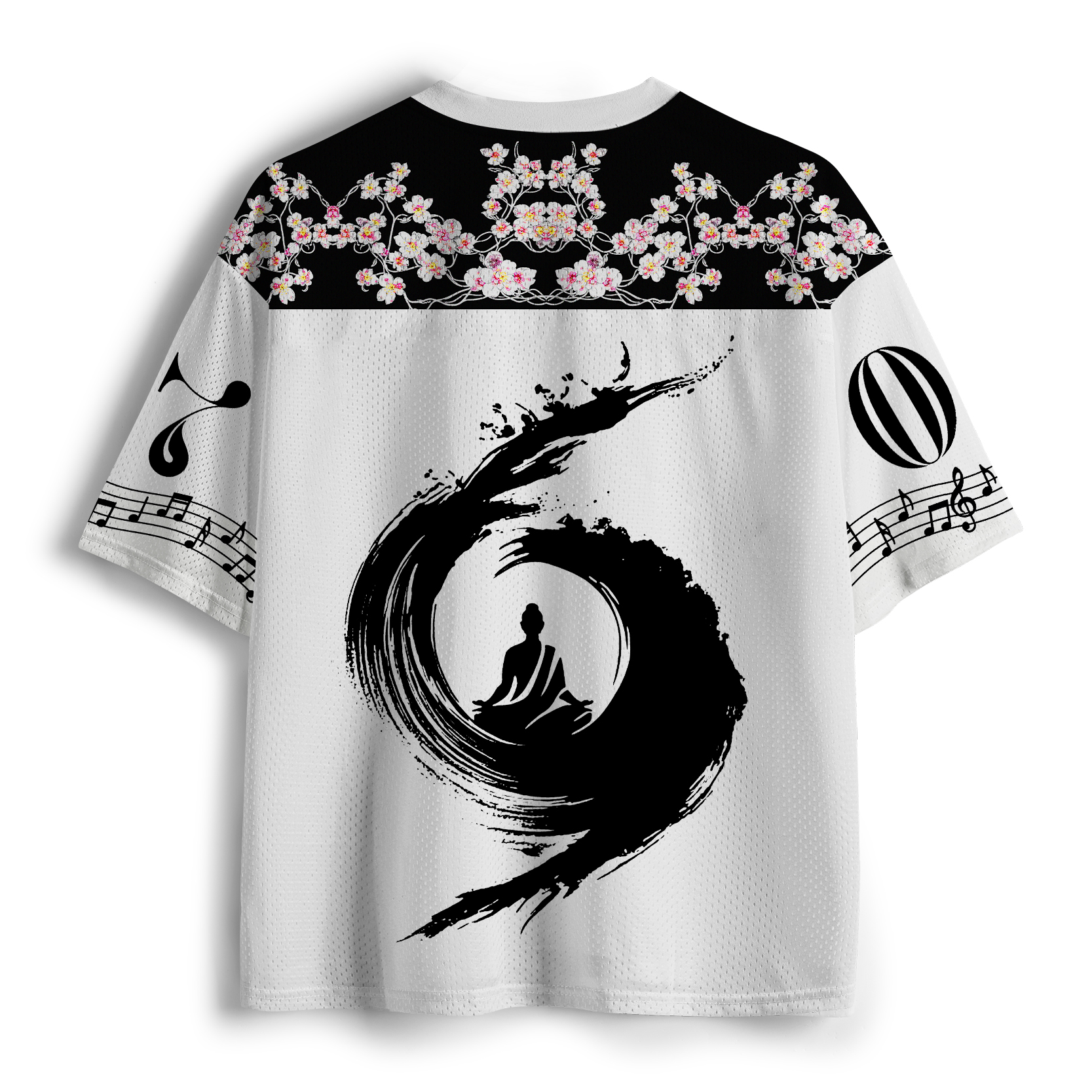Tokyo-Tiger Funny Buddha Listening To Music Japan Mesh Jersey
