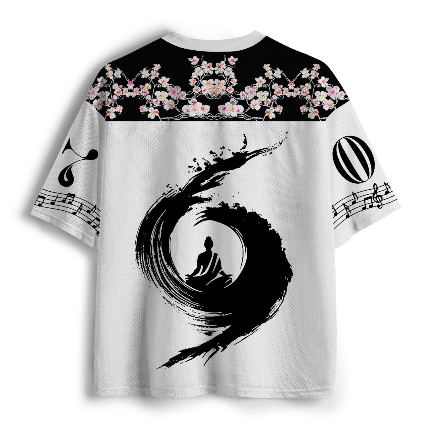 Tokyo-Tiger Funny Buddha Listening To Music Japan Mesh Jersey