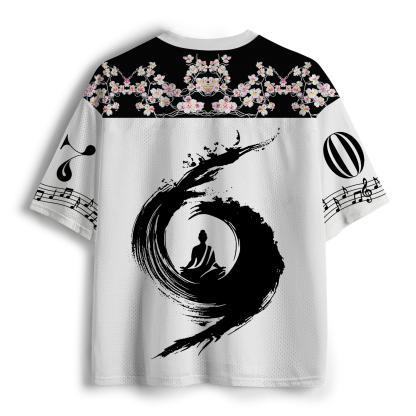 Tokyo-Tiger Funny Buddha Listening To Music Japan Mesh Jersey