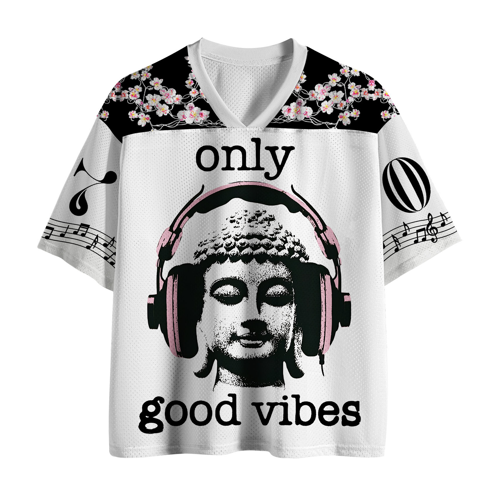 Tokyo-Tiger Funny Buddha Listening To Music Japan Mesh Jersey
