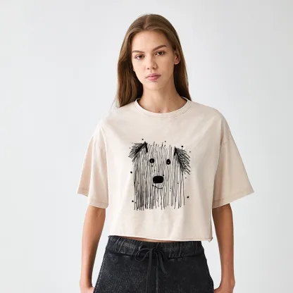 Tokyo-Tiger Fluffy Chaos In Dog Form Women's Washed Crop T-Shirt