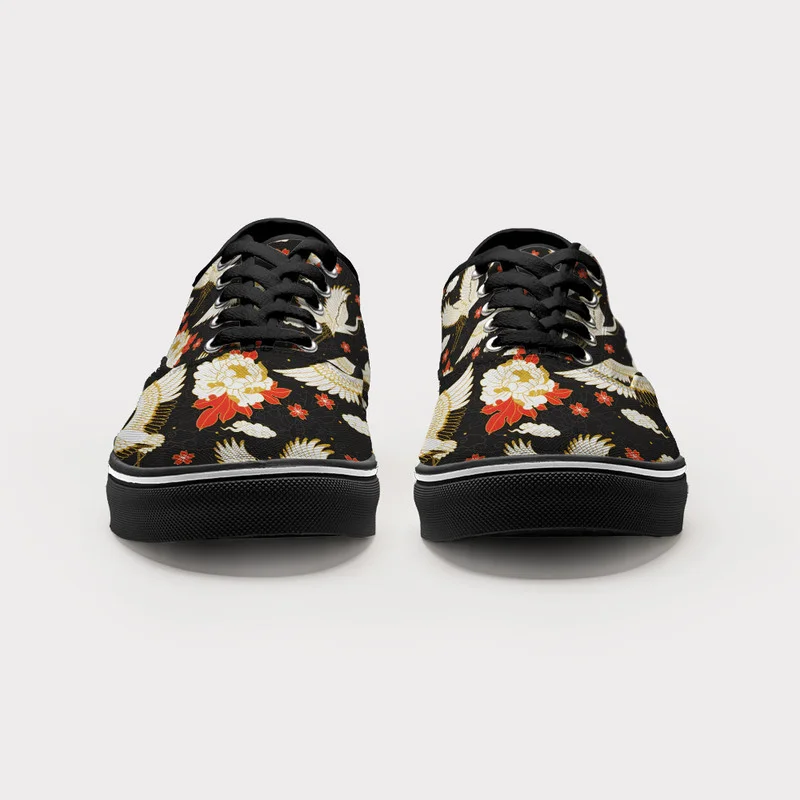 Tokyo-Tiger Celestial Cranes And Blossoms Canvas Shoes