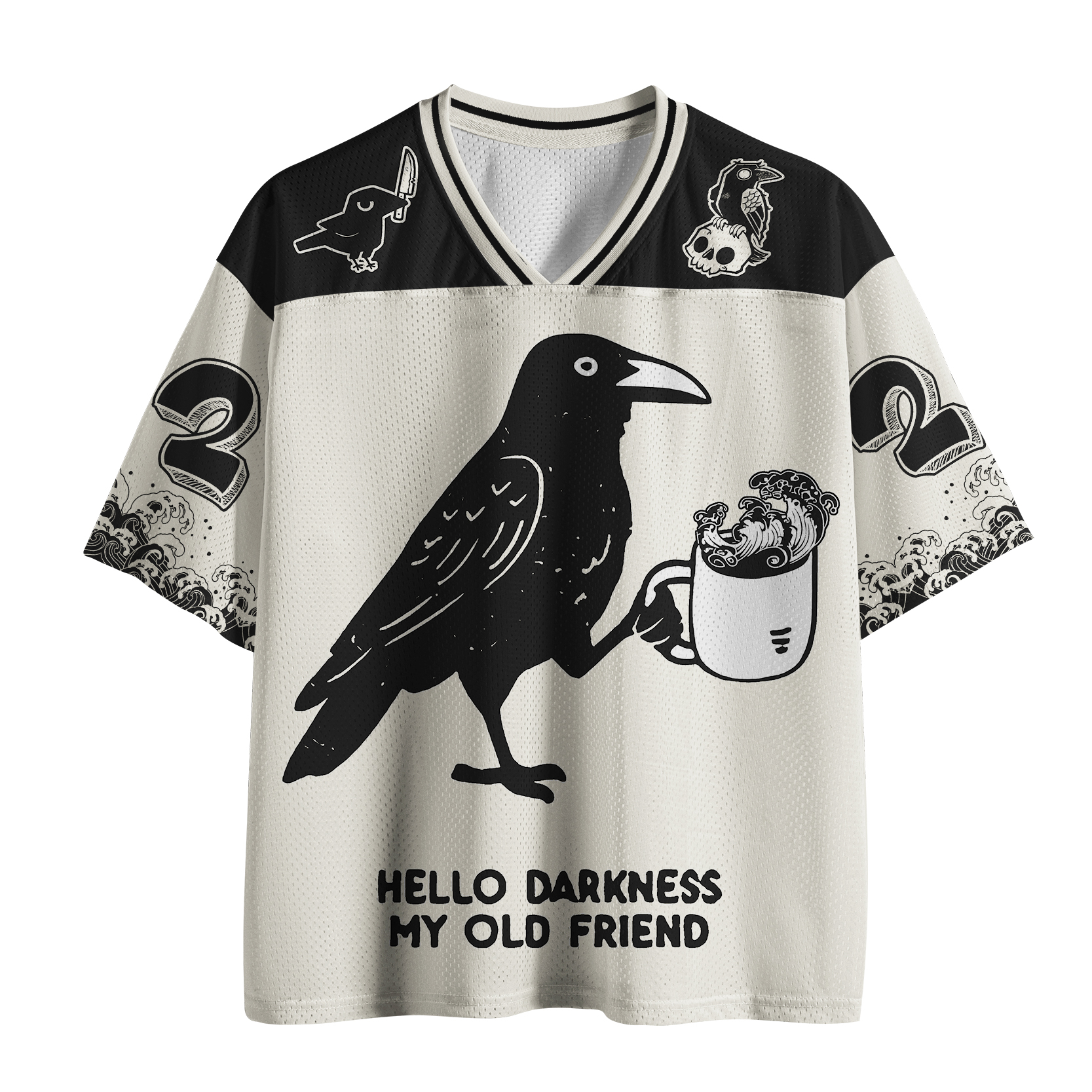 Tokyo-Tiger Crow Drinking Black Coffee Funny Mesh Jersey