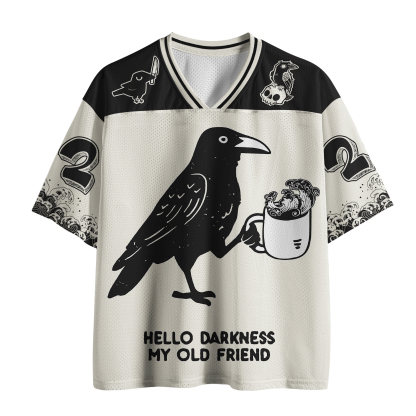 Tokyo-Tiger Crow Drinking Black Coffee Funny Mesh Jersey
