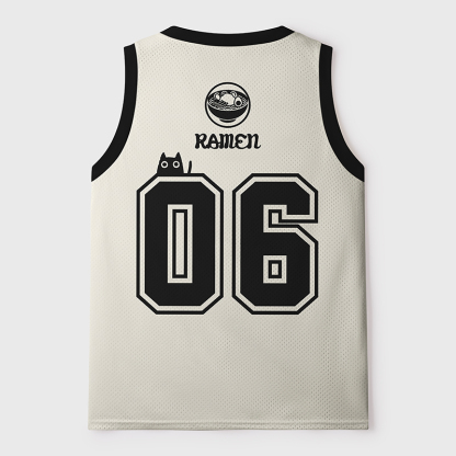 Tokyo-Tiger Cute Black Cat Eating Ramen Japan Mesh Tank Top