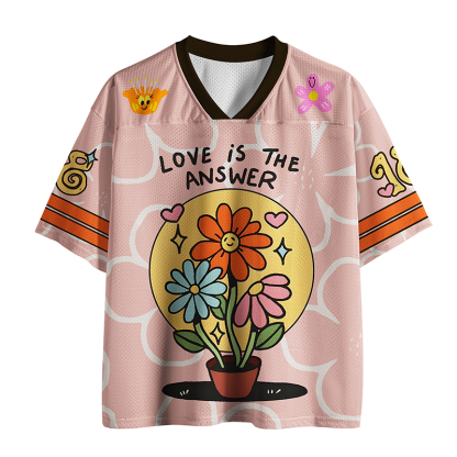 Tokyo-Tiger Happy Blooms Say Love Solves All Things Mesh Jersey