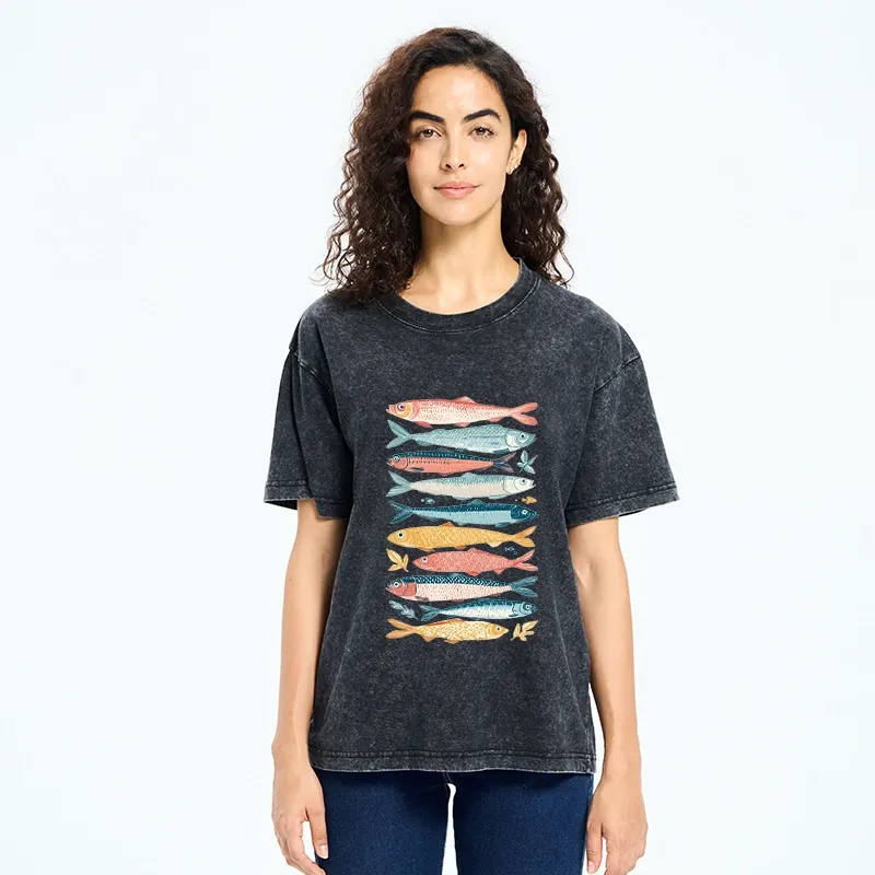 Tokyo-Tiger Beautiful Colorful Fish In The Sea Washed T-Shirt