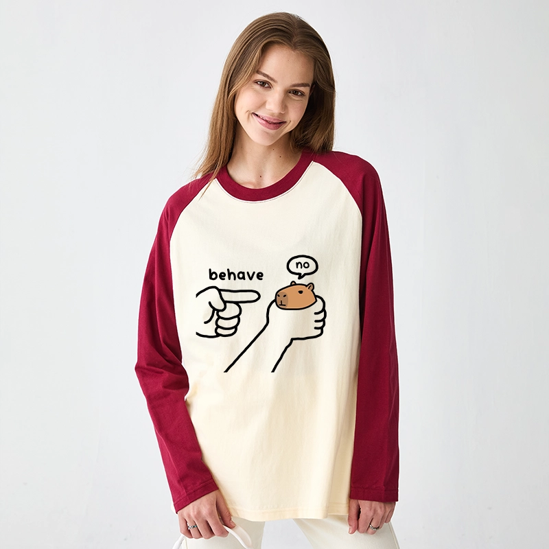 Tokyo-Tiger Dishonest Capybara Raglan Long Sleeve T-shirt