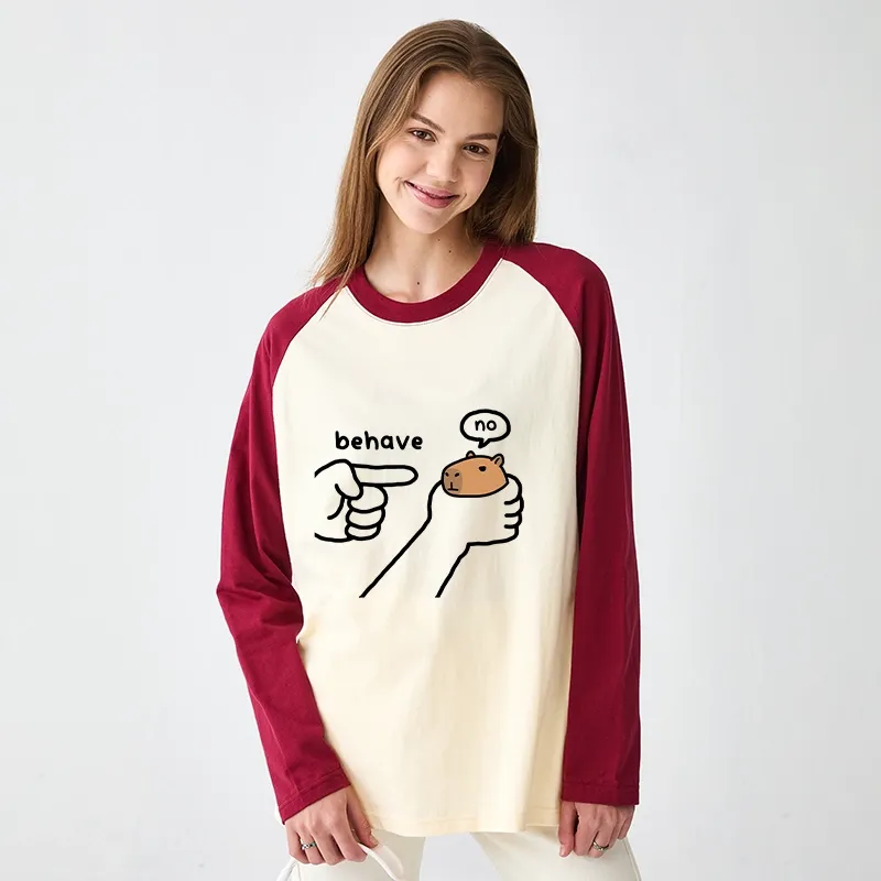 Tokyo-Tiger Dishonest Capybara Raglan Long Sleeve T-shirt