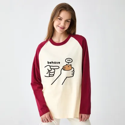 Tokyo-Tiger Dishonest Capybara Raglan Long Sleeve T-shirt