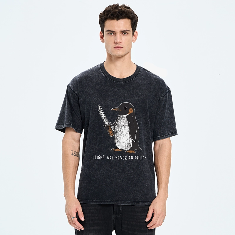 Tokyo-Tiger Do Not Test The Cold Penguin Washed T-Shirt