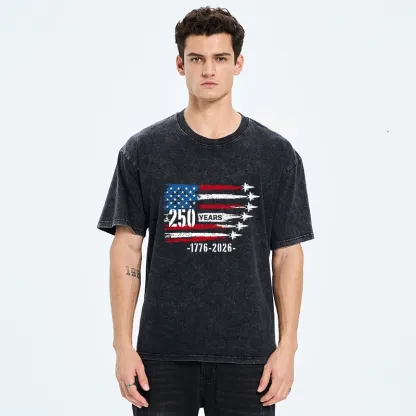 Tokyo-Tiger 250 Years Strong American Flag Washed T-Shirt