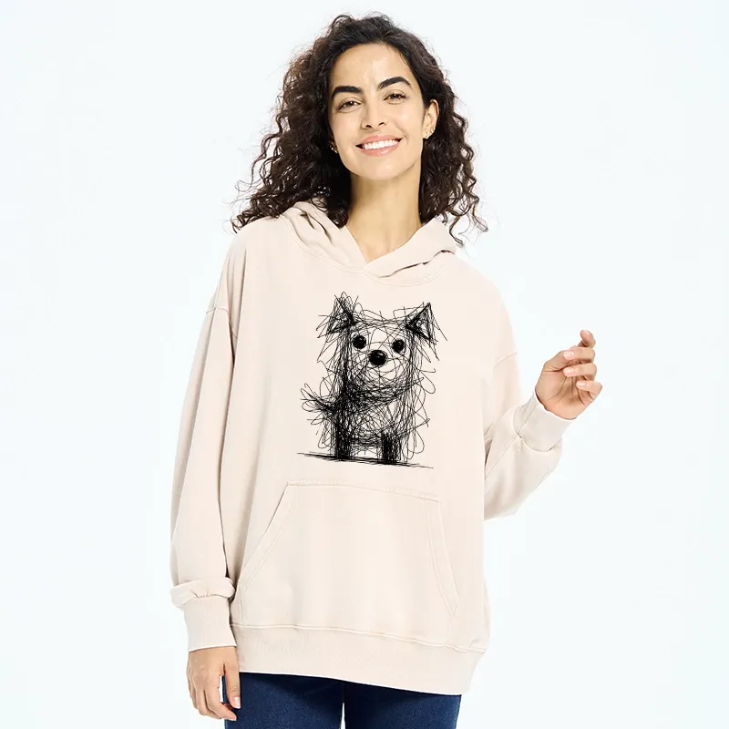 Tokyo-Tiger Scruffy Dog Chaos Art Washed Hoodie