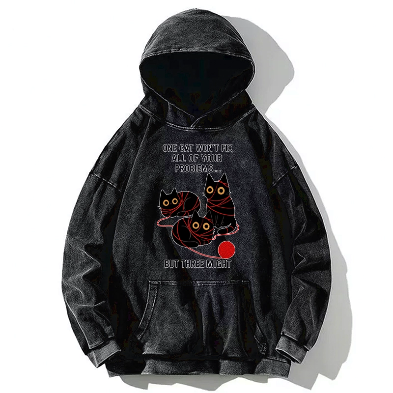 Tokyo-Tiger Three Cats Fix All Problems Washed Hoodie