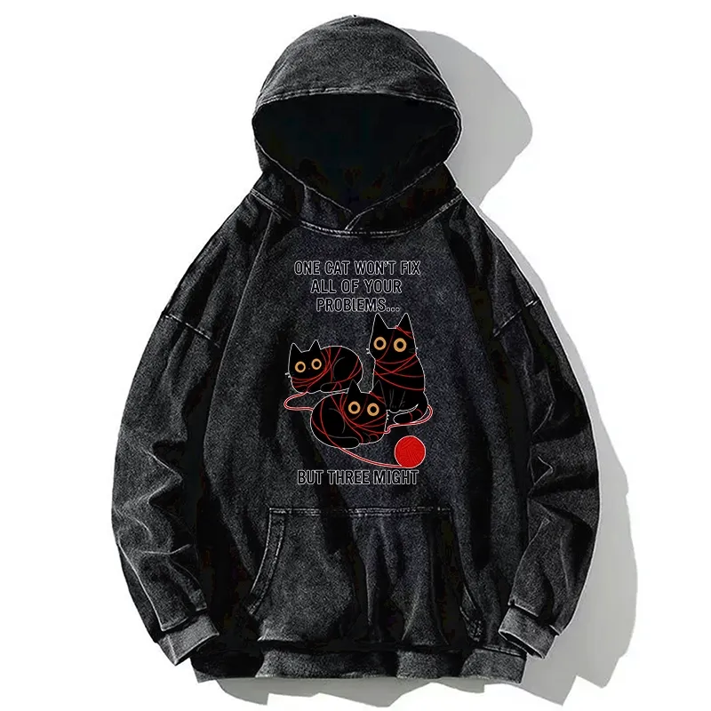 Tokyo-Tiger Three Cats Fix All Problems Washed Hoodie