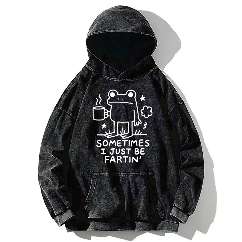 Tokyo-Tiger Sometimes A Frog Just Needs To Fart Washed Hoodie