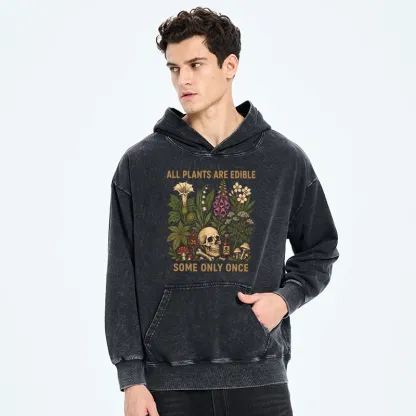 Tokyo-Tiger Edible Plants Some Only Once Joke Washed Hoodie