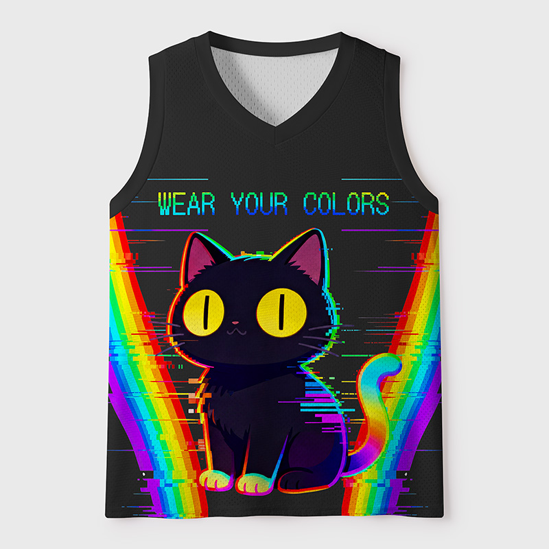 Tokyo-Tiger Rainbow Pixel Cat Mesh Tank Top