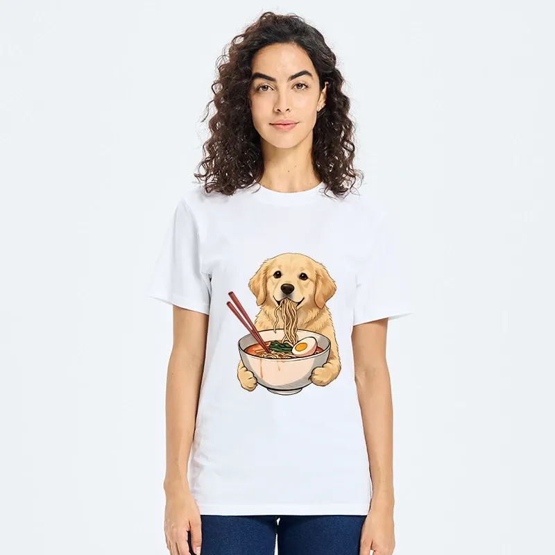 Tokyo-Tiger Golden Retriever Eating Ramen Noodles Classic T-Shirt