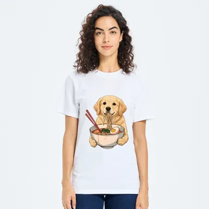 Tokyo-Tiger Golden Retriever Eating Ramen Noodles Classic T-Shirt