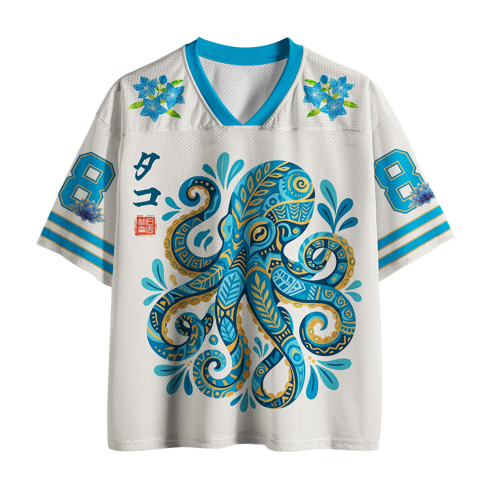 Tokyo-Tiger Mystic Octopus Waves Mesh Jersey