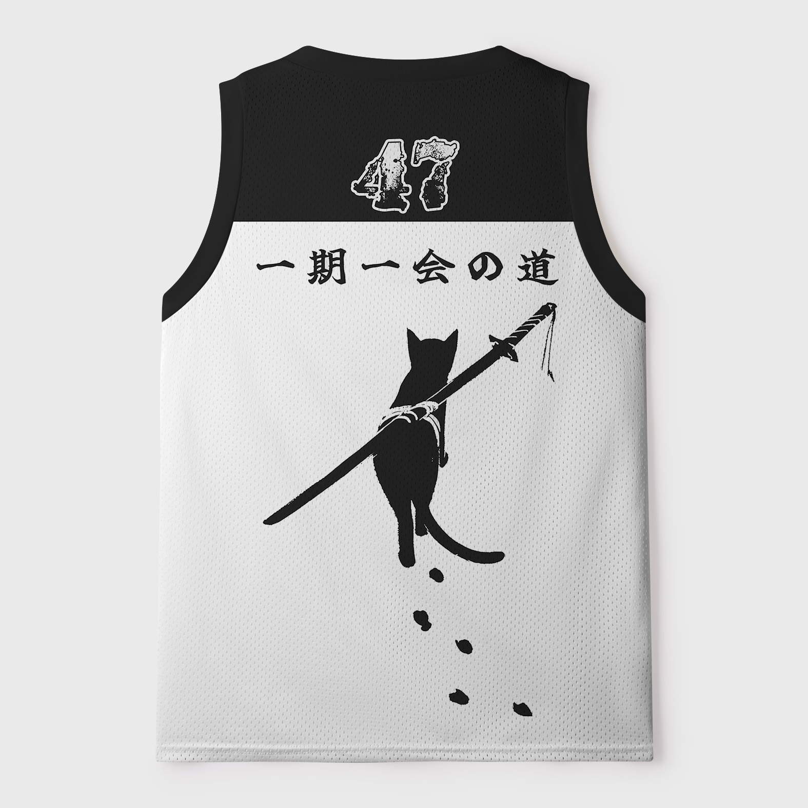 Tokyo-Tiger Ink Painting:Retro Cat Samurai Japanese Mesh Tank Top
