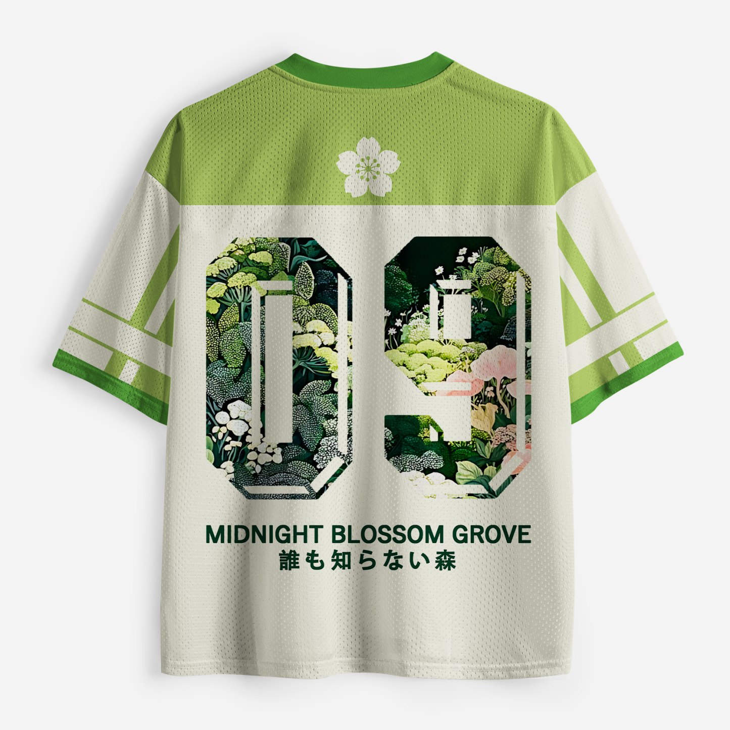 Tokyo-Tiger Midnight blossom groveMesh Jersey