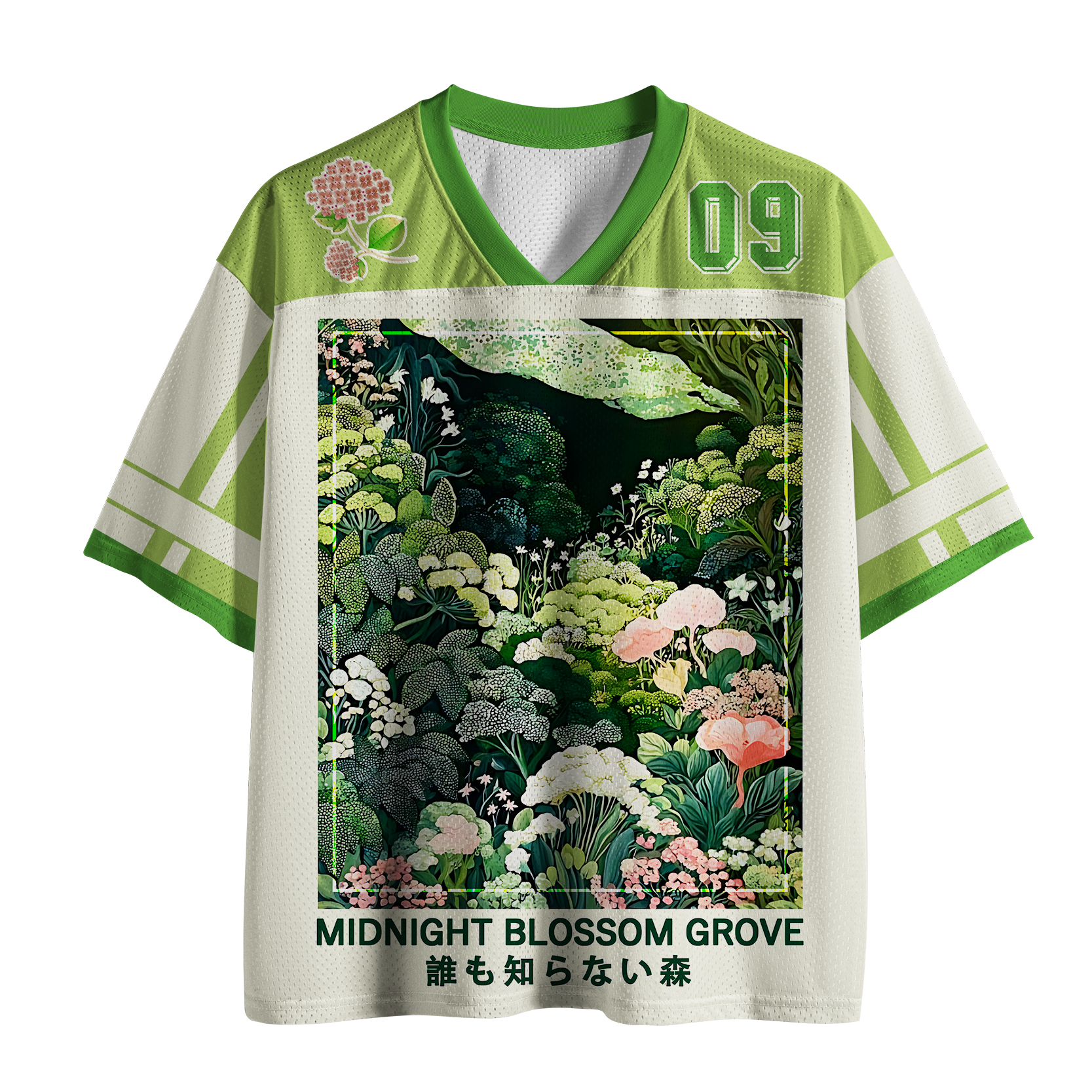Tokyo-Tiger Midnight blossom groveMesh Jersey