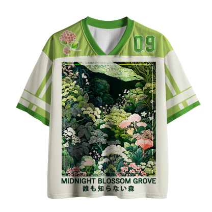 Tokyo-Tiger Midnight blossom groveMesh Jersey