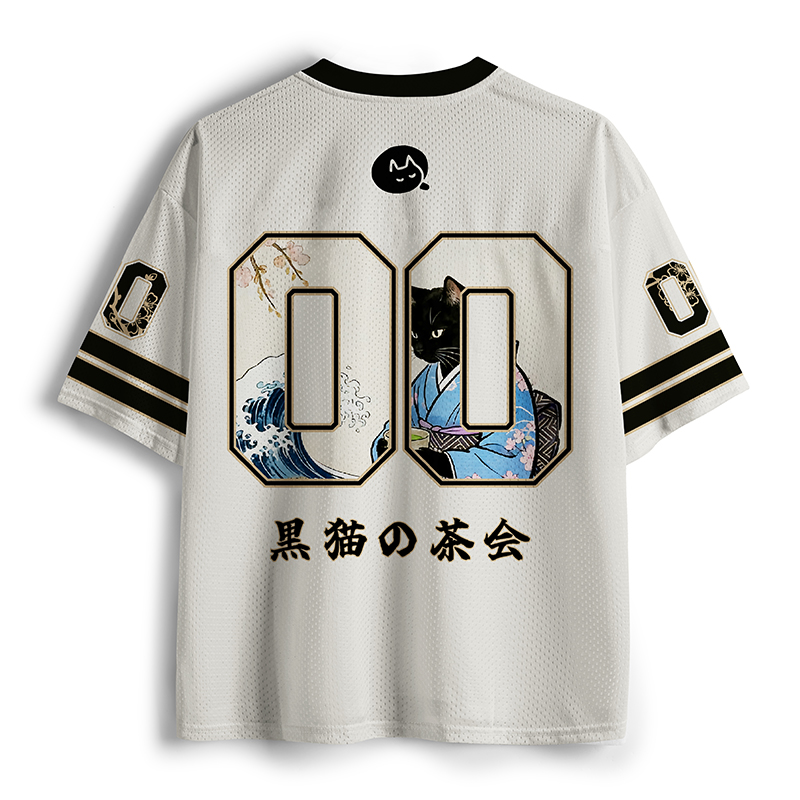 Tokyo-Tiger Black Cat Tea Ceremony Mesh Jersey