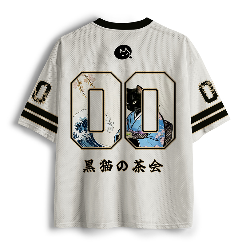 Tokyo-Tiger Black Cat Tea Ceremony Mesh Jersey