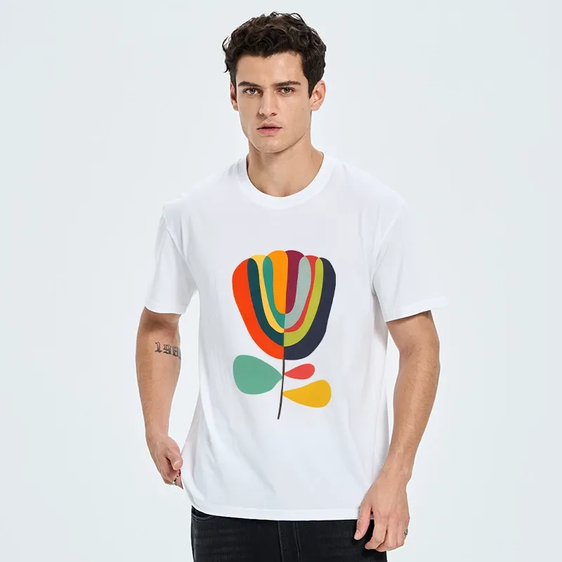 Tokyo-Tiger Colorful Flower Minimalist Print Classic T-Shirt