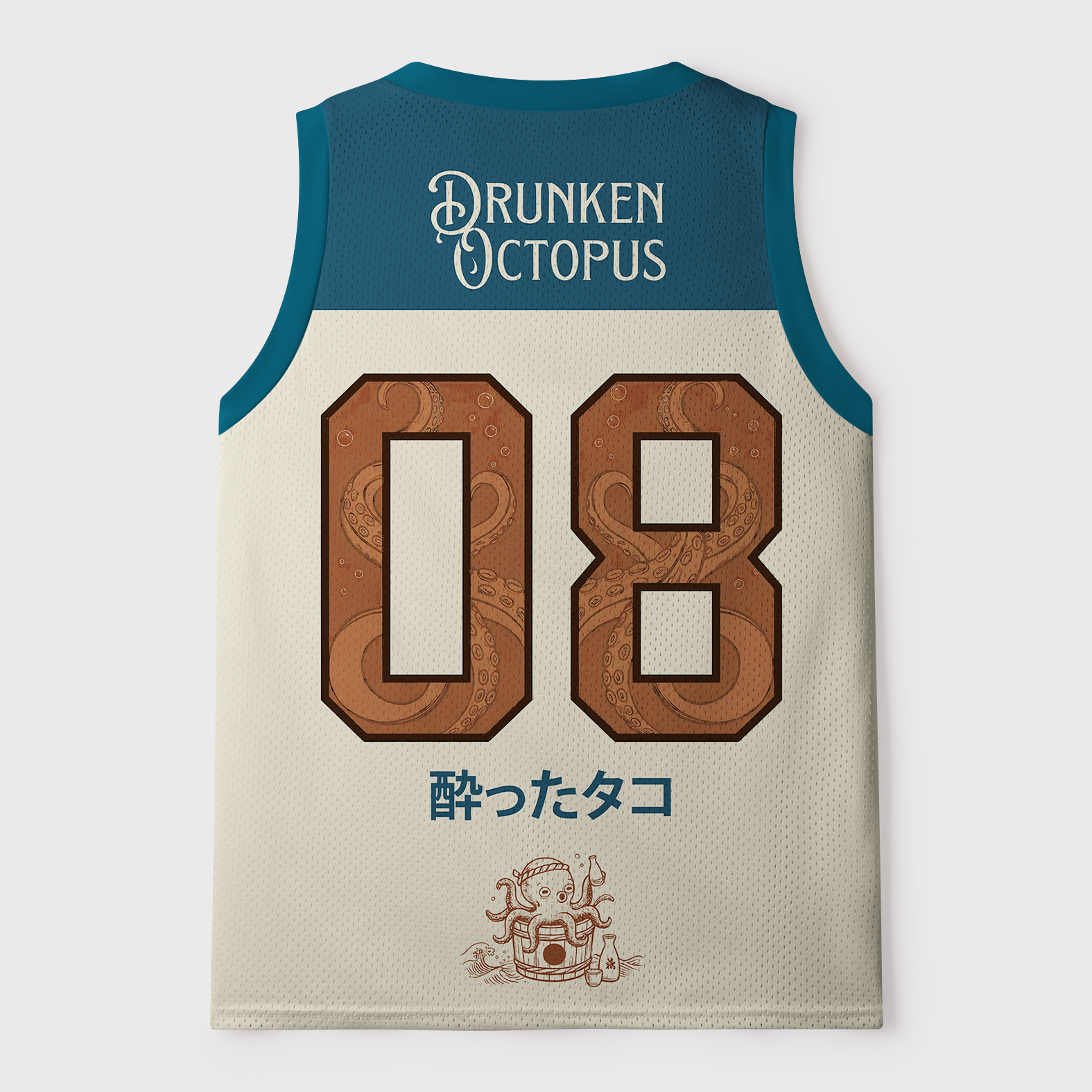 Tokyo-Tiger Vintage Drunken Octopus Japan Mesh Tank Top
