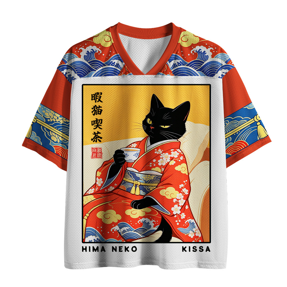 Tokyo-Tiger Kimono Cat and Tea Mesh Jersey