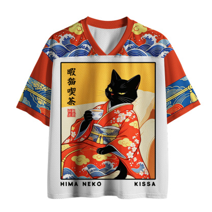 Tokyo-Tiger Kimono Cat and Tea Mesh Jersey