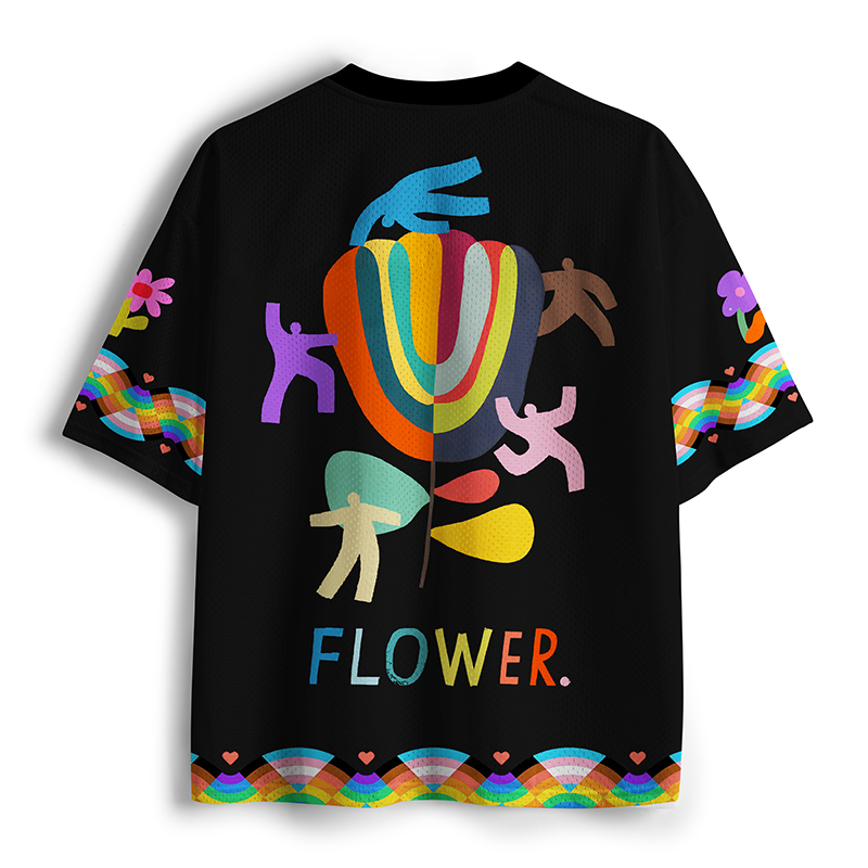 Tokyo-Tiger Colorful Minimalist Flower Mesh Jersey